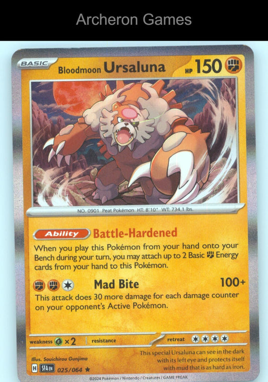 Pokemon Card Bloodmoon Ursaluna SFA 025/064 R Shrouded Fable Holo