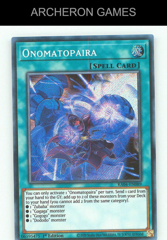 Onomatopaira (PCR) SEC YUGIOH Card