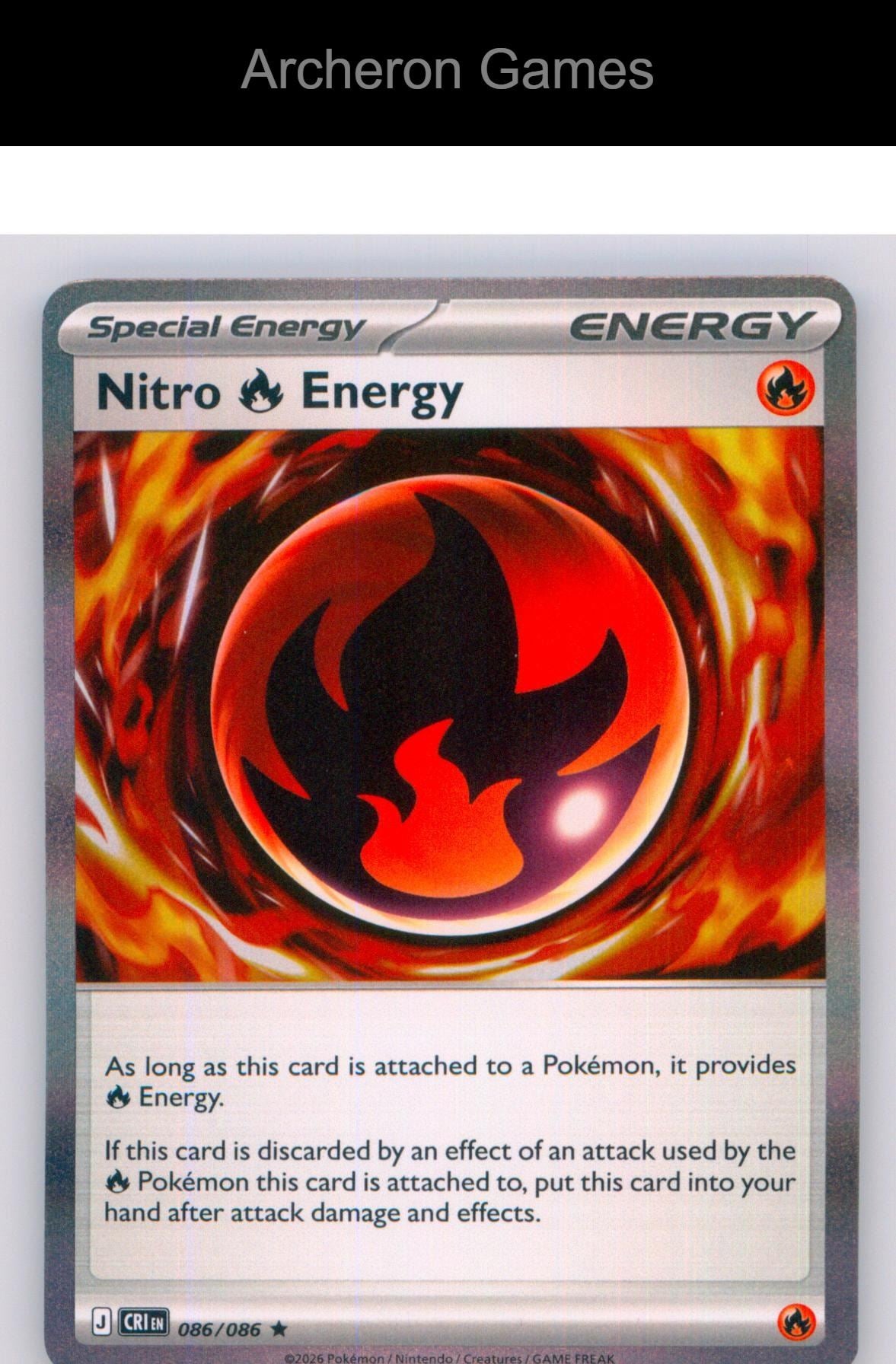 Pokemon Card Nitro R Energy ME04 086/086 HOLO R Chaos Rising