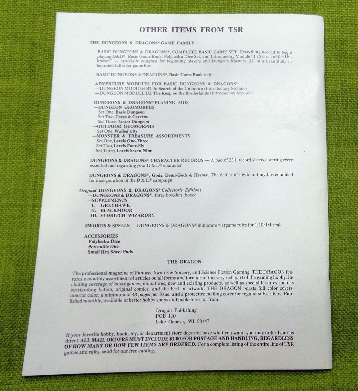 TSR 3rd Edition Dungeons & Dragons Book module number 2001 #62