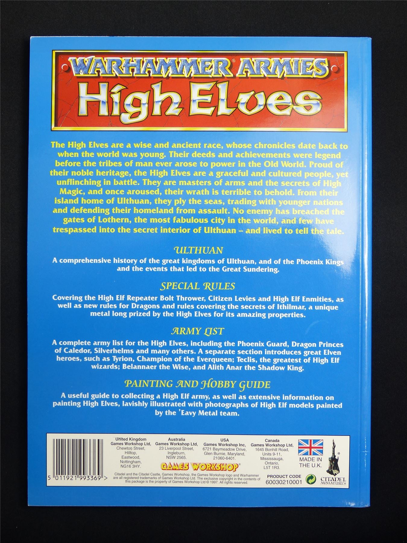 Warhammer Armies: High Elves 5th Edition Softback 1997 - Warhammer Old World #1HE