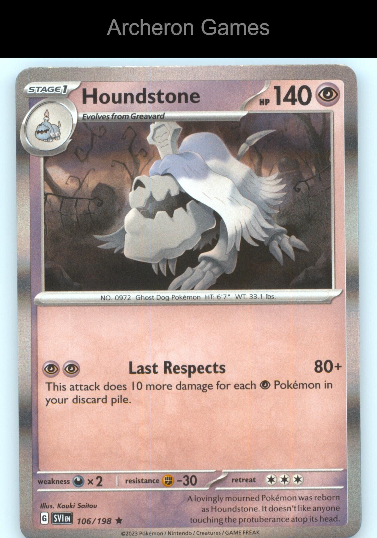 Pokemon Card Houndstone SVI 106/198 R Scarlet & Violet Holo