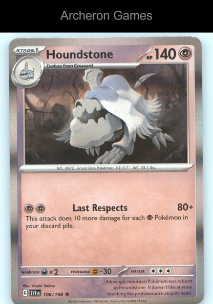 Pokemon Card Houndstone SVI 106/198 R Scarlet & Violet Holo