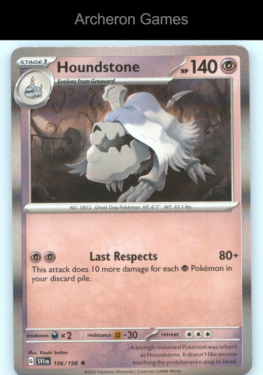 Pokemon Card Houndstone SVI 106/198 R Scarlet & Violet Holo