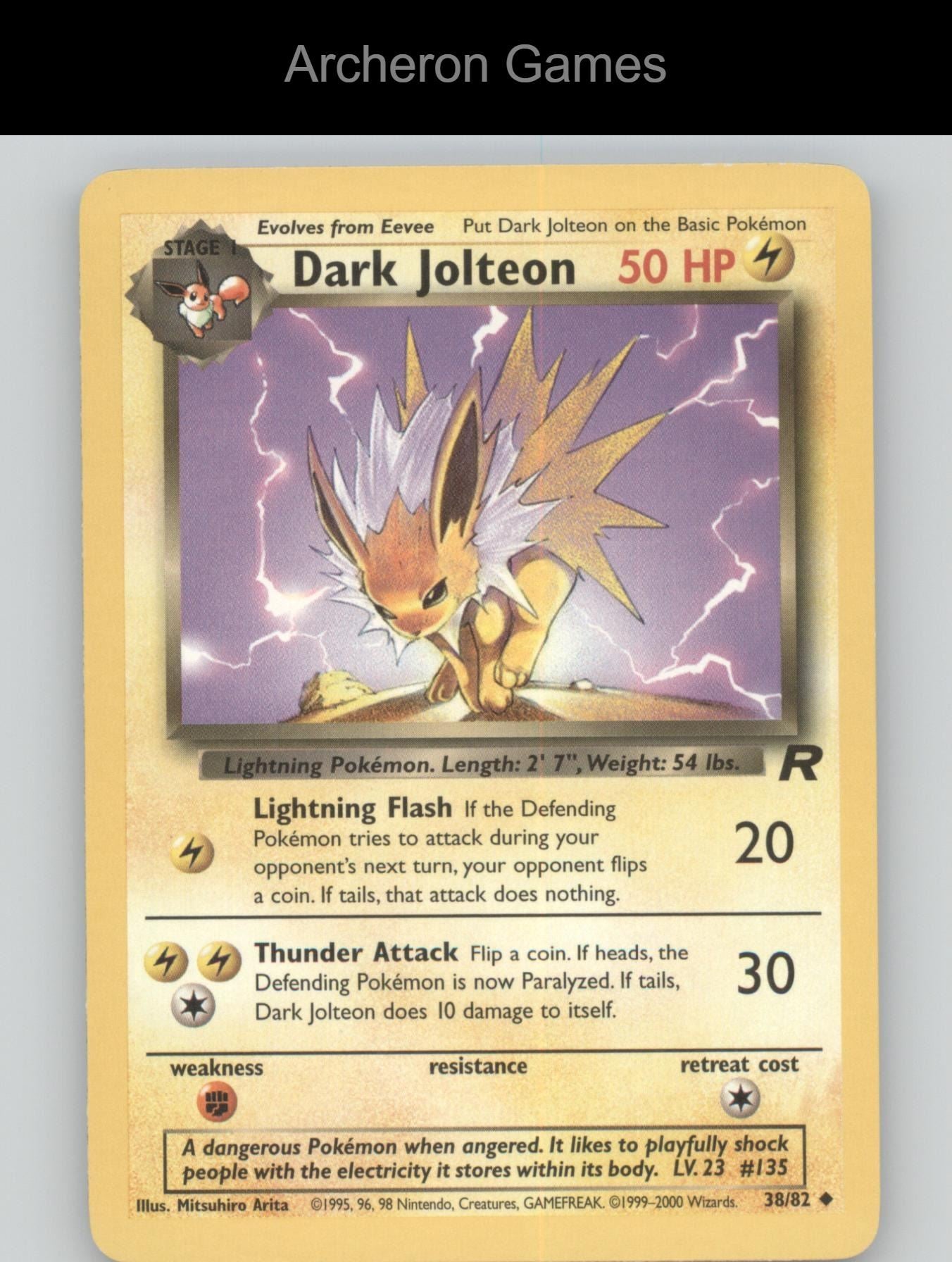 Pokemon Card Dark Jolteon TR 38/82 UC Team Rocket Unlimited