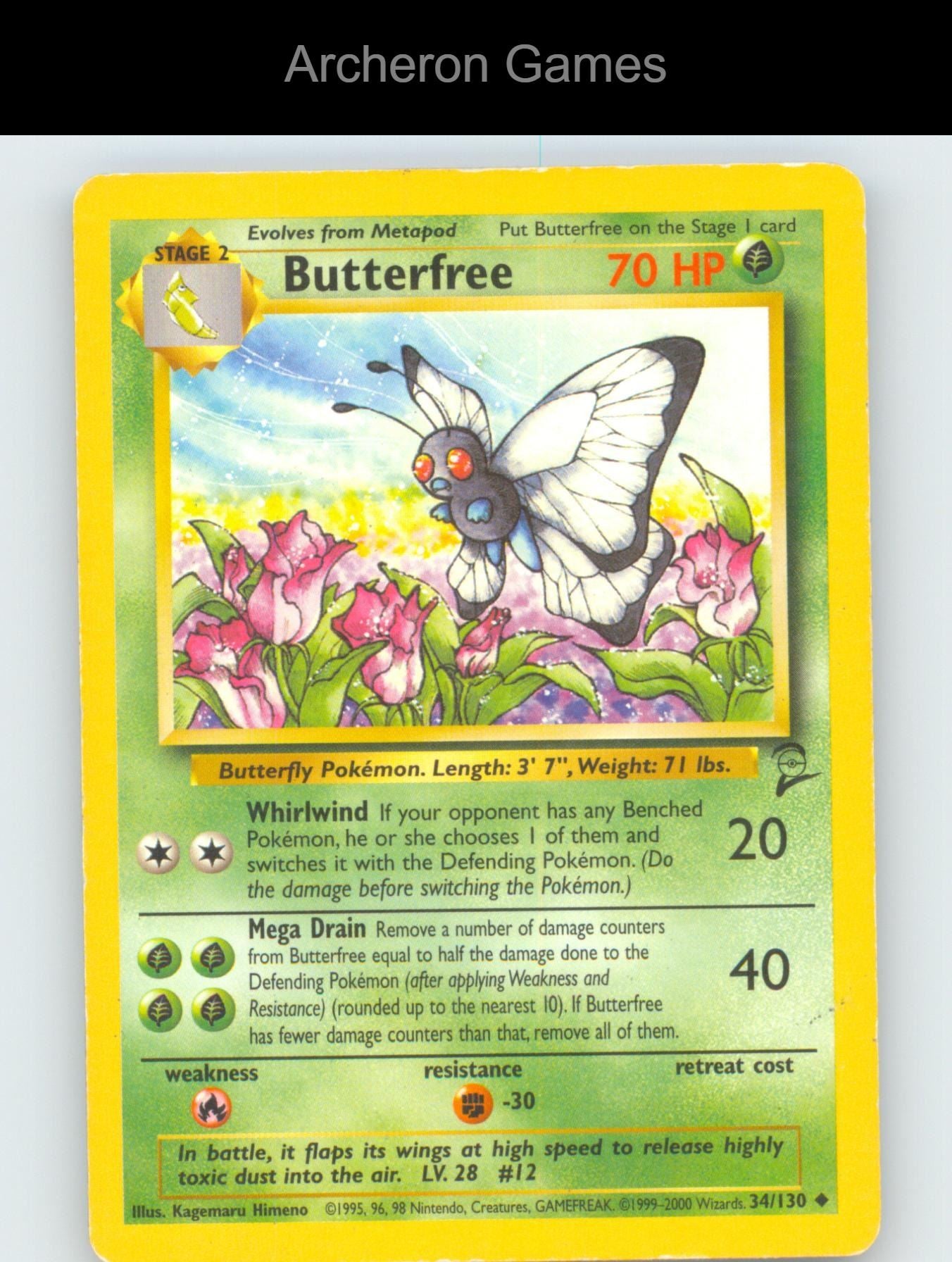 Pokemon Card Butterfree B2 34/130 UC Base Set 2