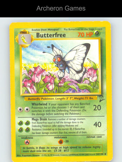Pokemon Card Butterfree B2 34/130 UC Base Set 2