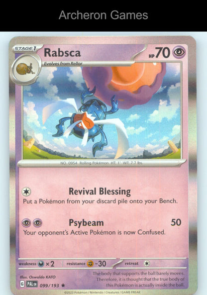 Pokemon Card Rabsca PAL 099/193 R Paldea Evolved Holo