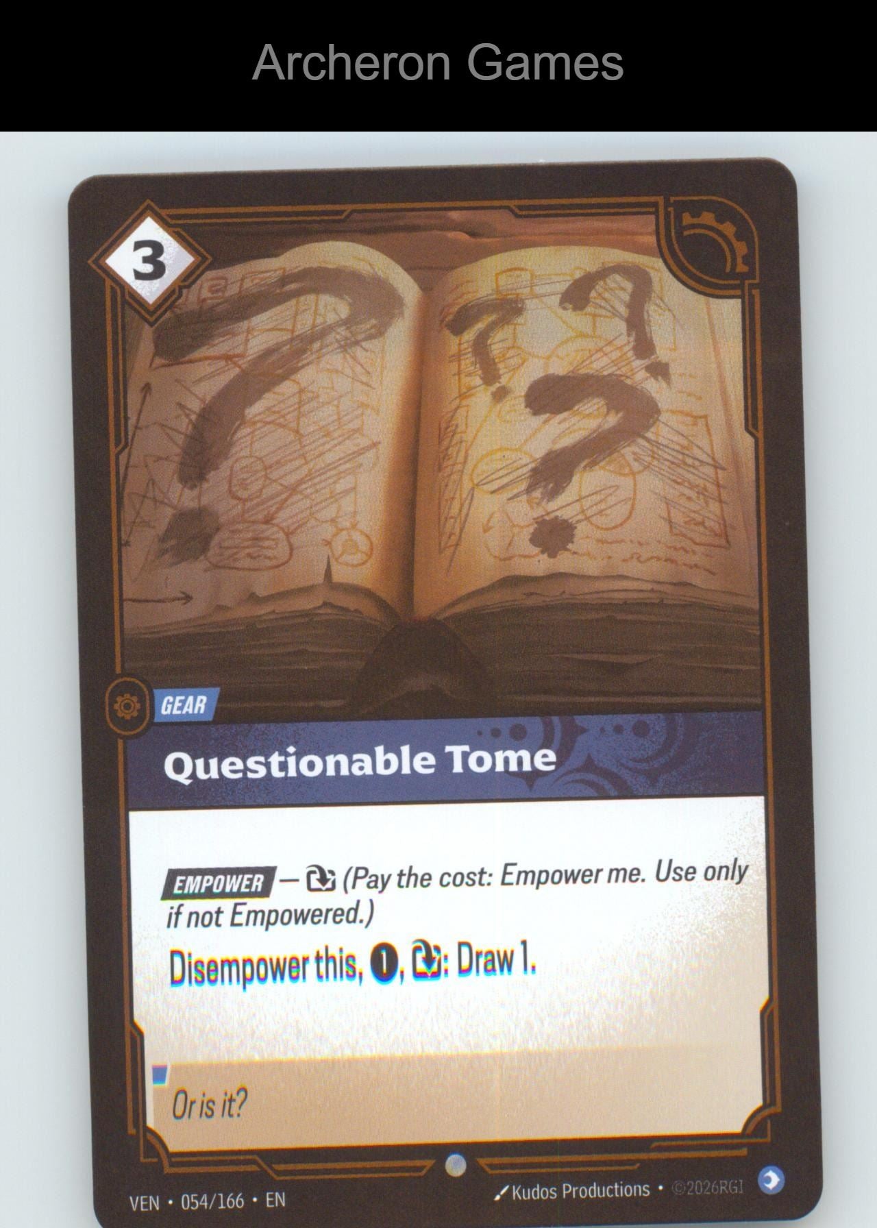 Questionable Tome VEN 054/166 C Vendetta Riftbound Card Foil