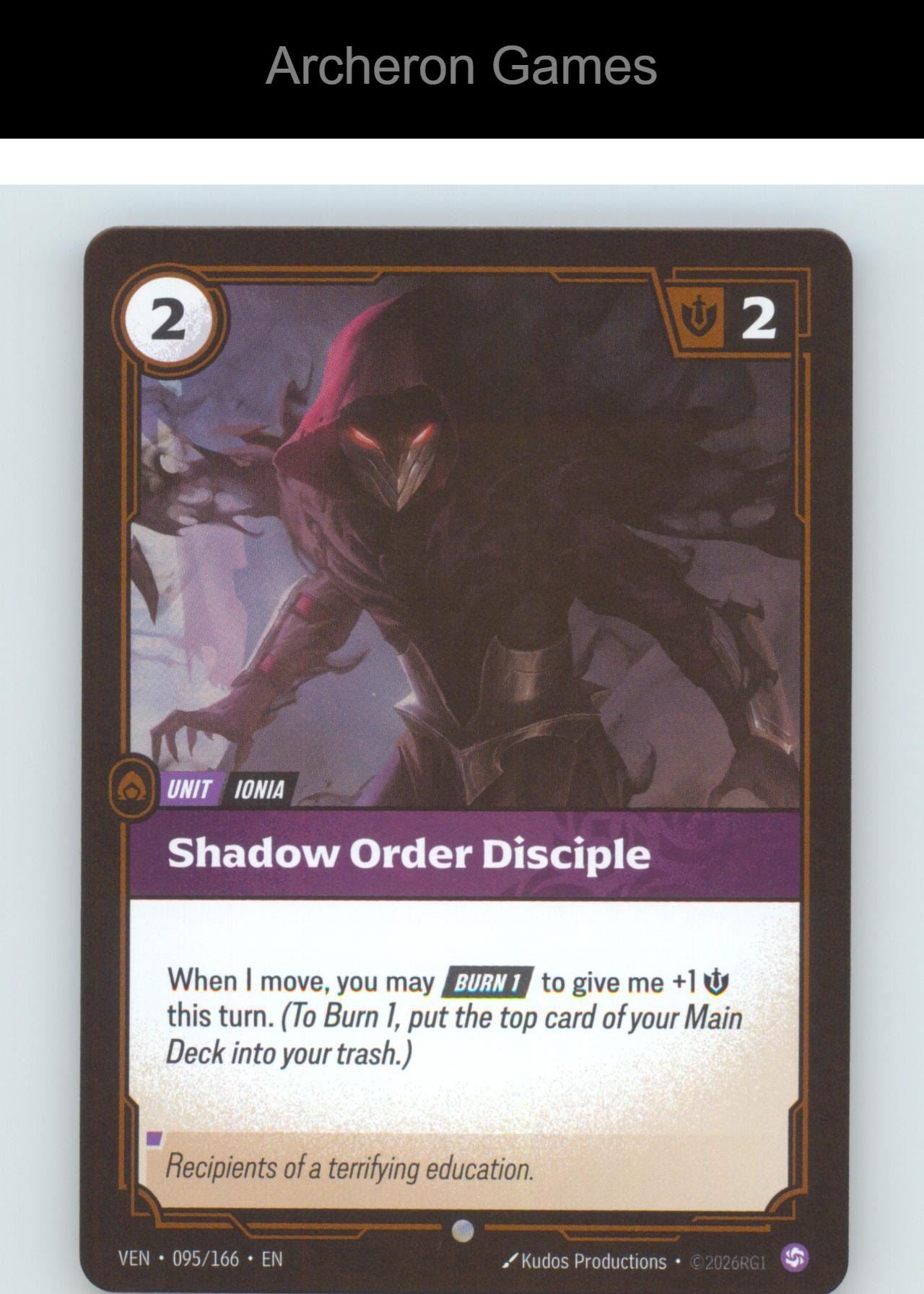 Shadow Order Disciple VEN 095/166 C Vendetta Riftbound Card Foil