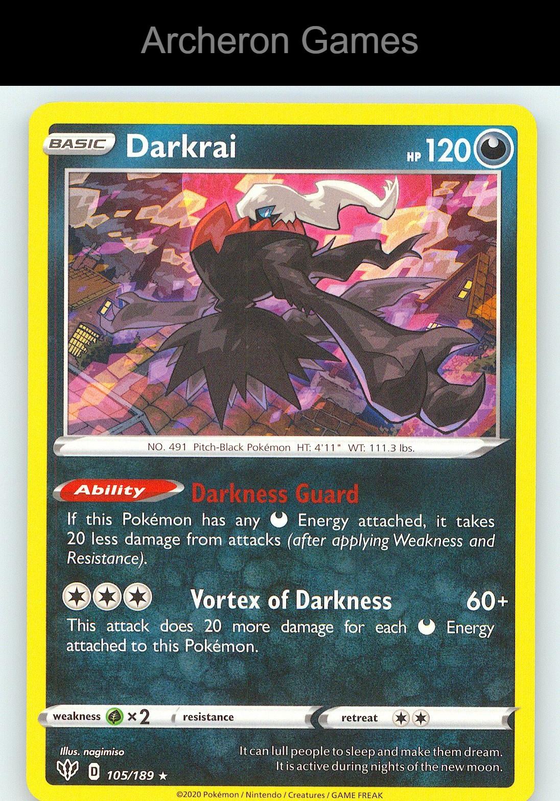 Pokemon Card Darkrai DAA 105/189 HOLO R Darkness Ablaze