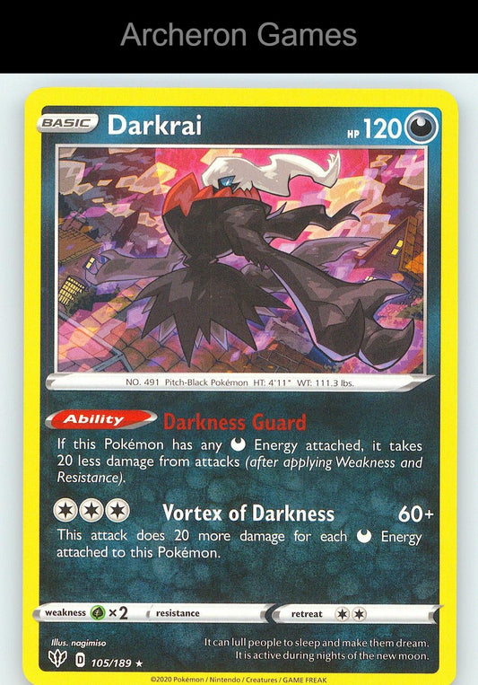 Pokemon Card Darkrai DAA 105/189 HOLO R Darkness Ablaze