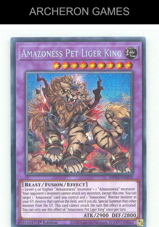 Amazoness Pet Liger King Prismatic Secret Rare YUGIOH Card 1st Edition