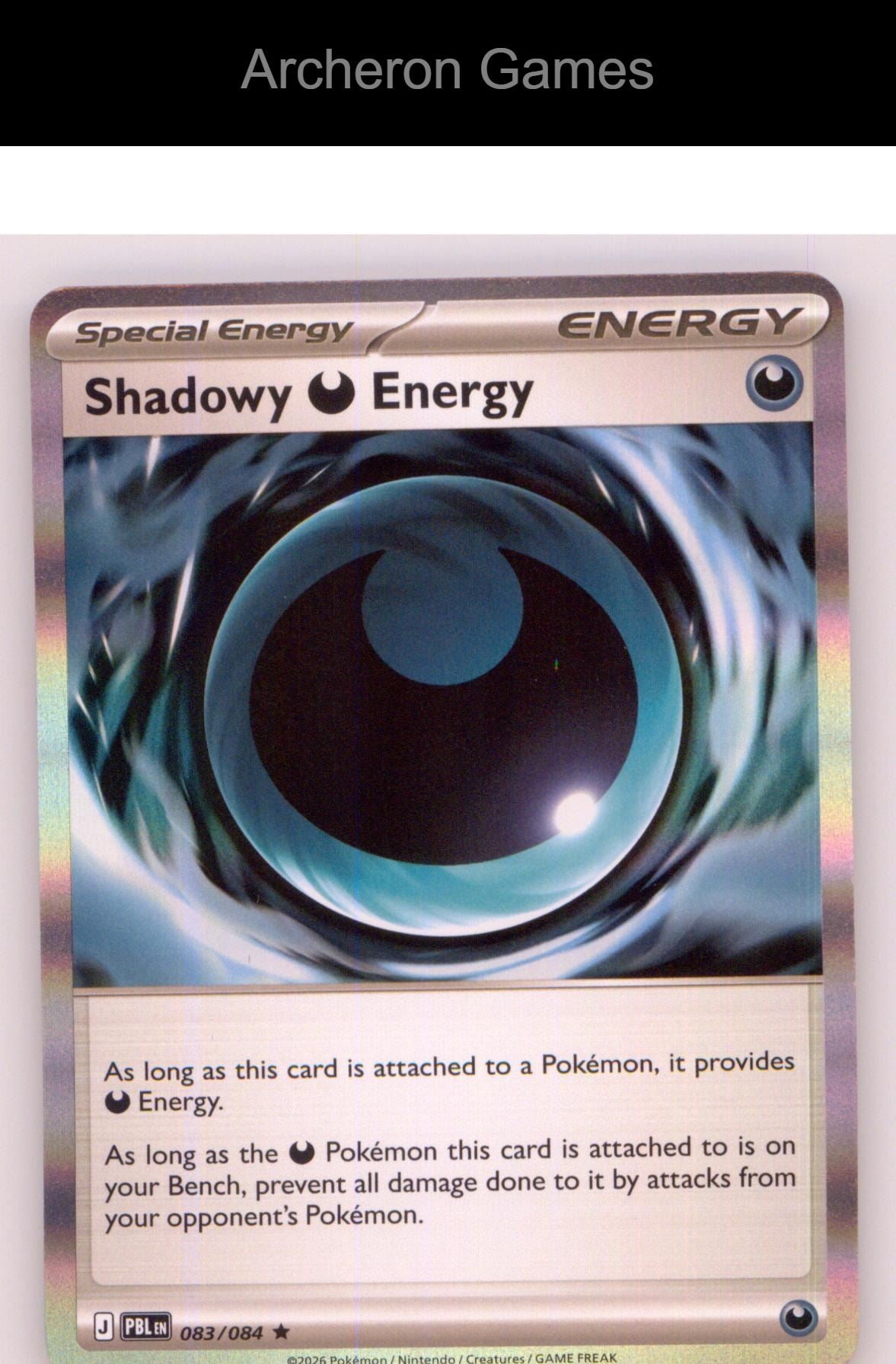 Pokemon Card Shadowy Darkness Energy ME05 083/084 HOLO R Pitch Black