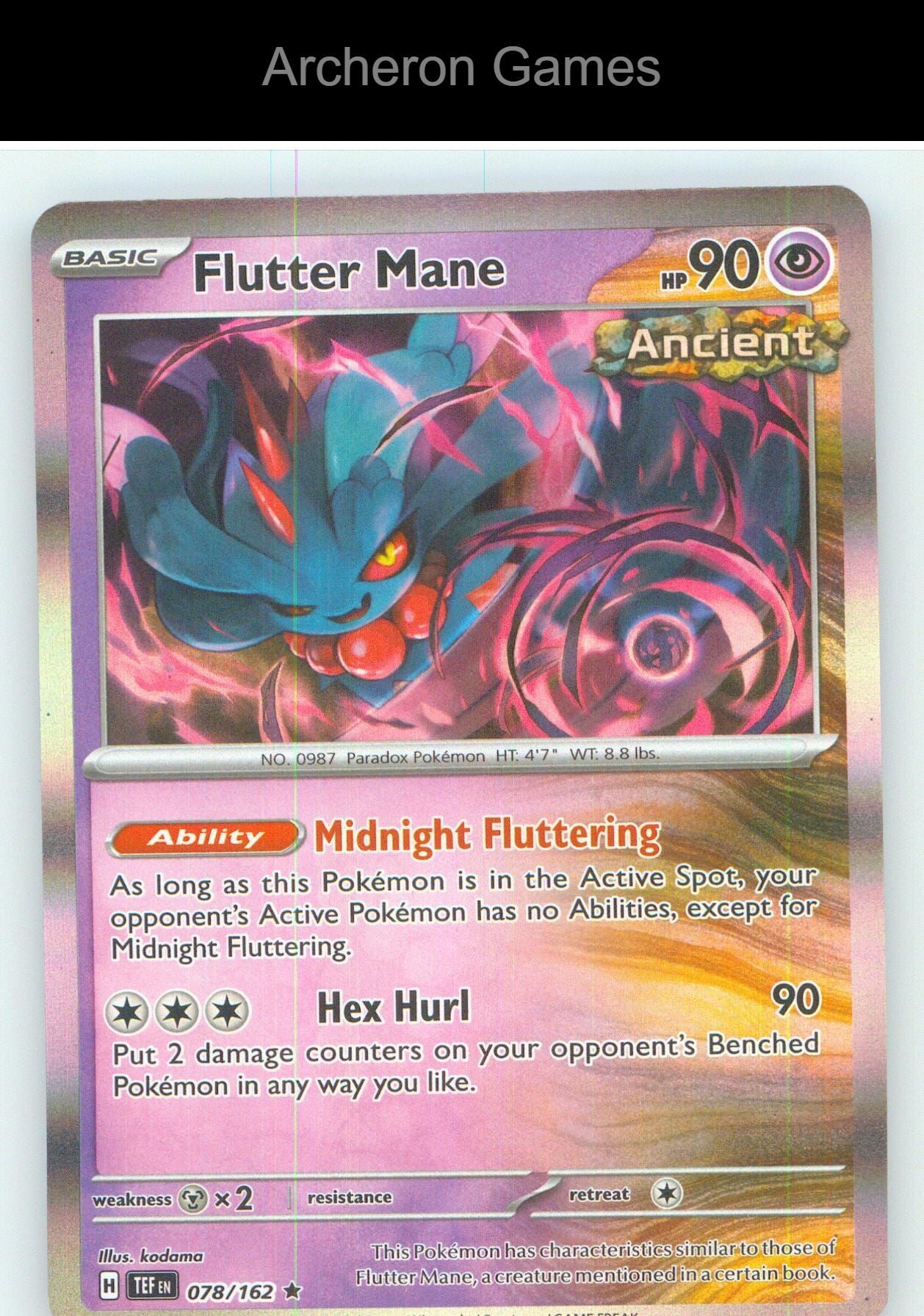 Pokemon Card Flutter Mane TEF 078/162 R Temporal Forces Holo