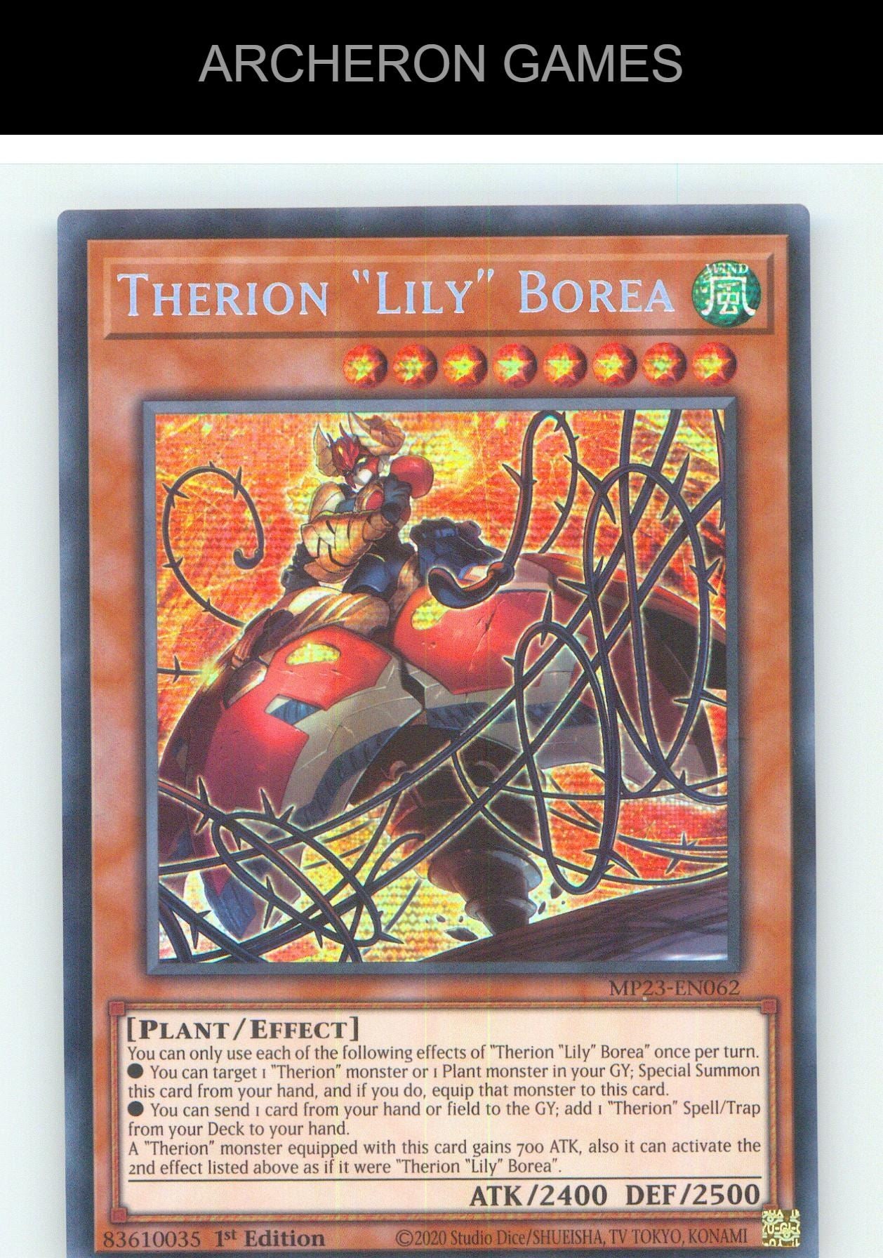 Therion "Lily" Borea Prismatic Secret Rare YUGIOH Card 1st Edition