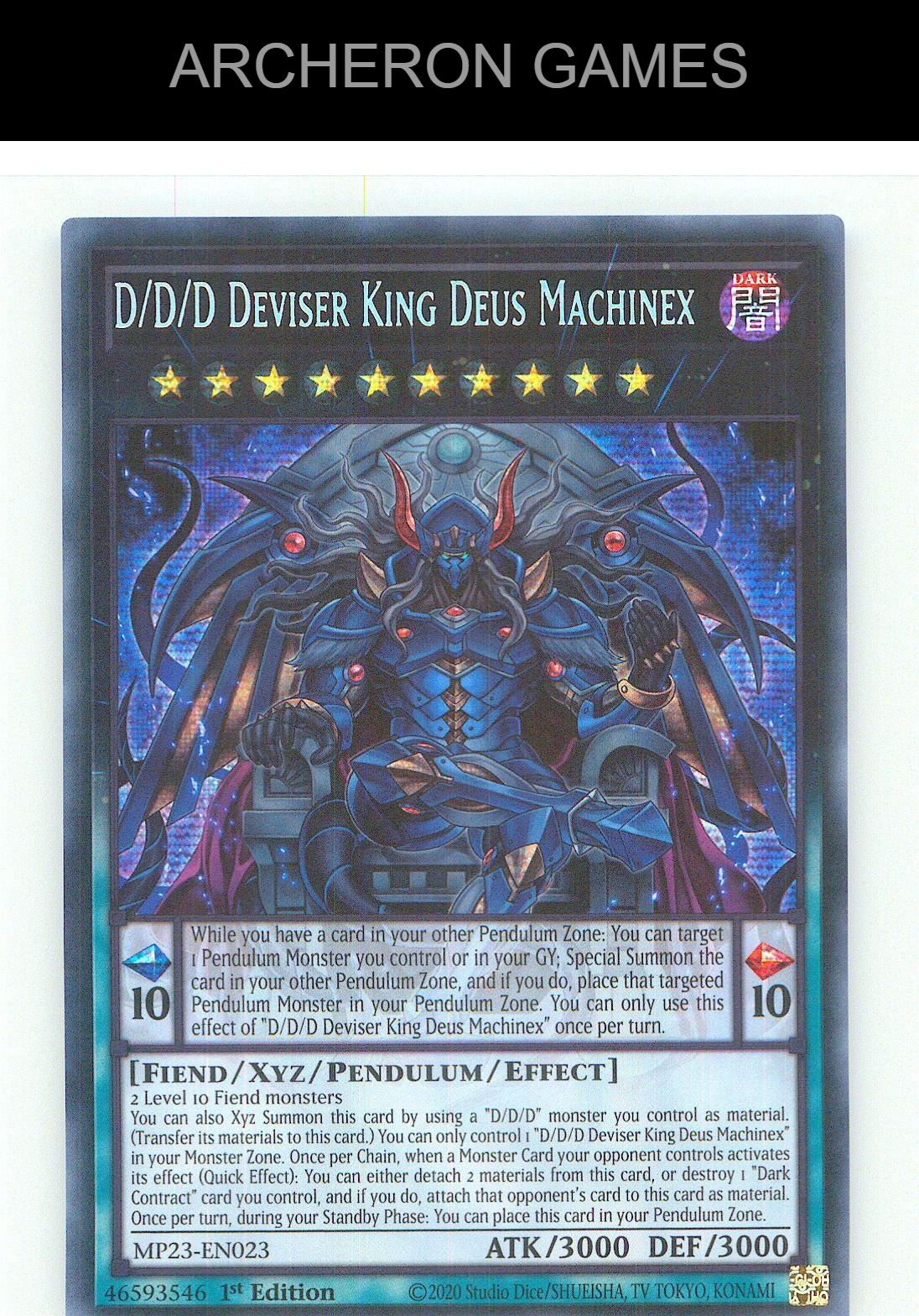 D/D/D Deviser King Deus Machinex Prismatic Secret Rare YUGIOH Card 1st Edition