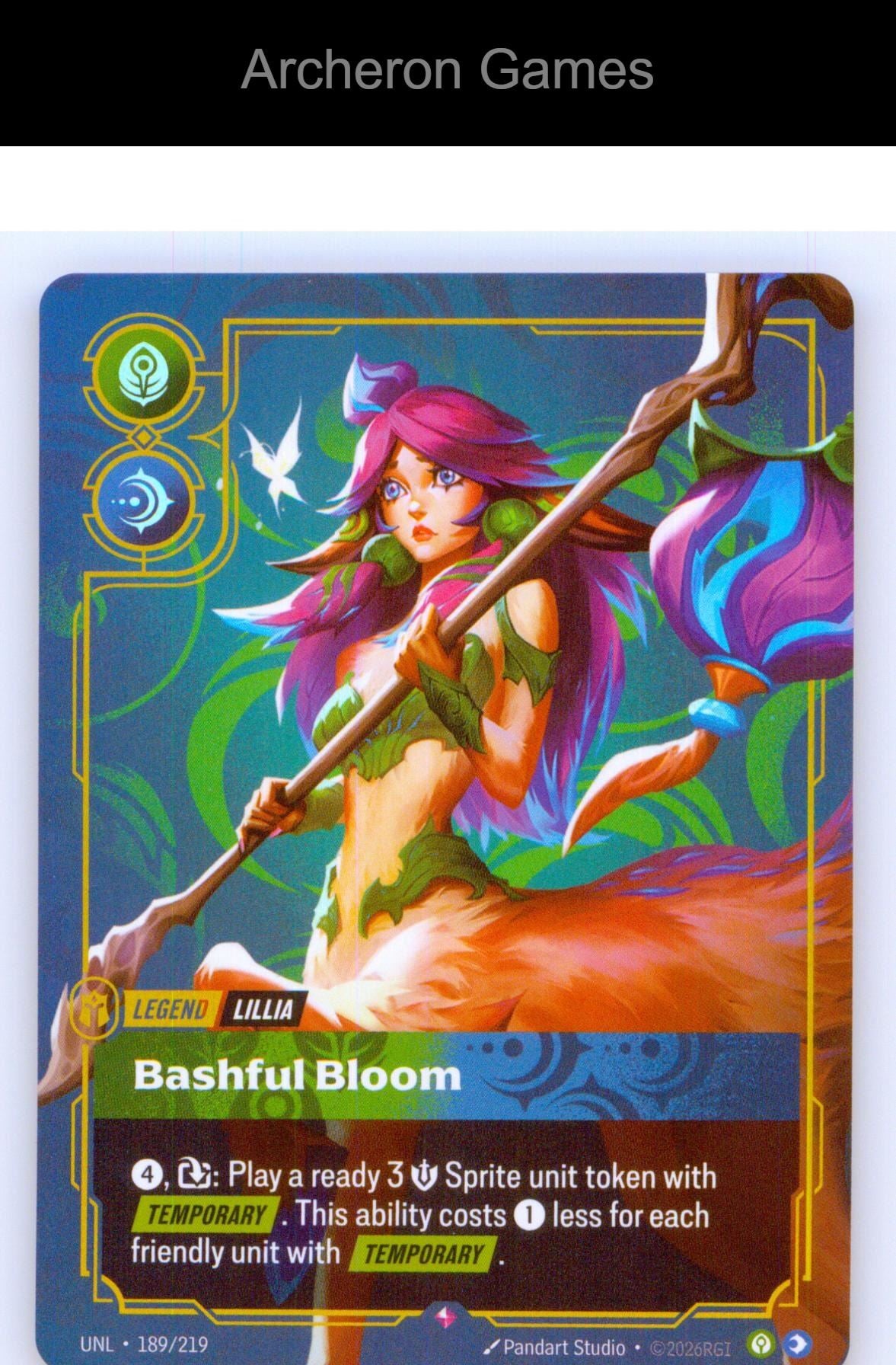 Lillia - Bashful Bloom UNL 189/219 R Unleashed Riftbound Card