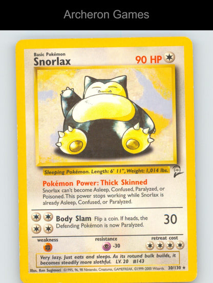 Pokemon Card Snorlax B2 30/130 R Base Set 2