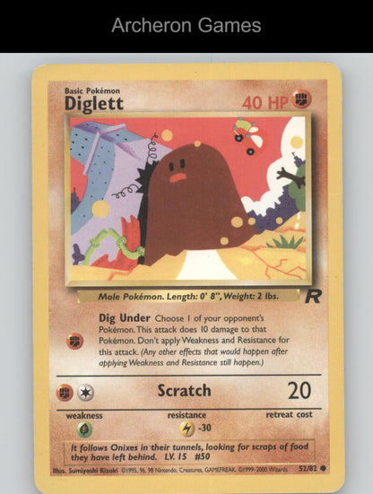 Pokemon Card Diglett TR 52/82 C Team Rocket Unlimited