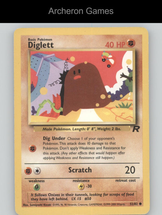 Pokemon Card Diglett TR 52/82 C Team Rocket Unlimited