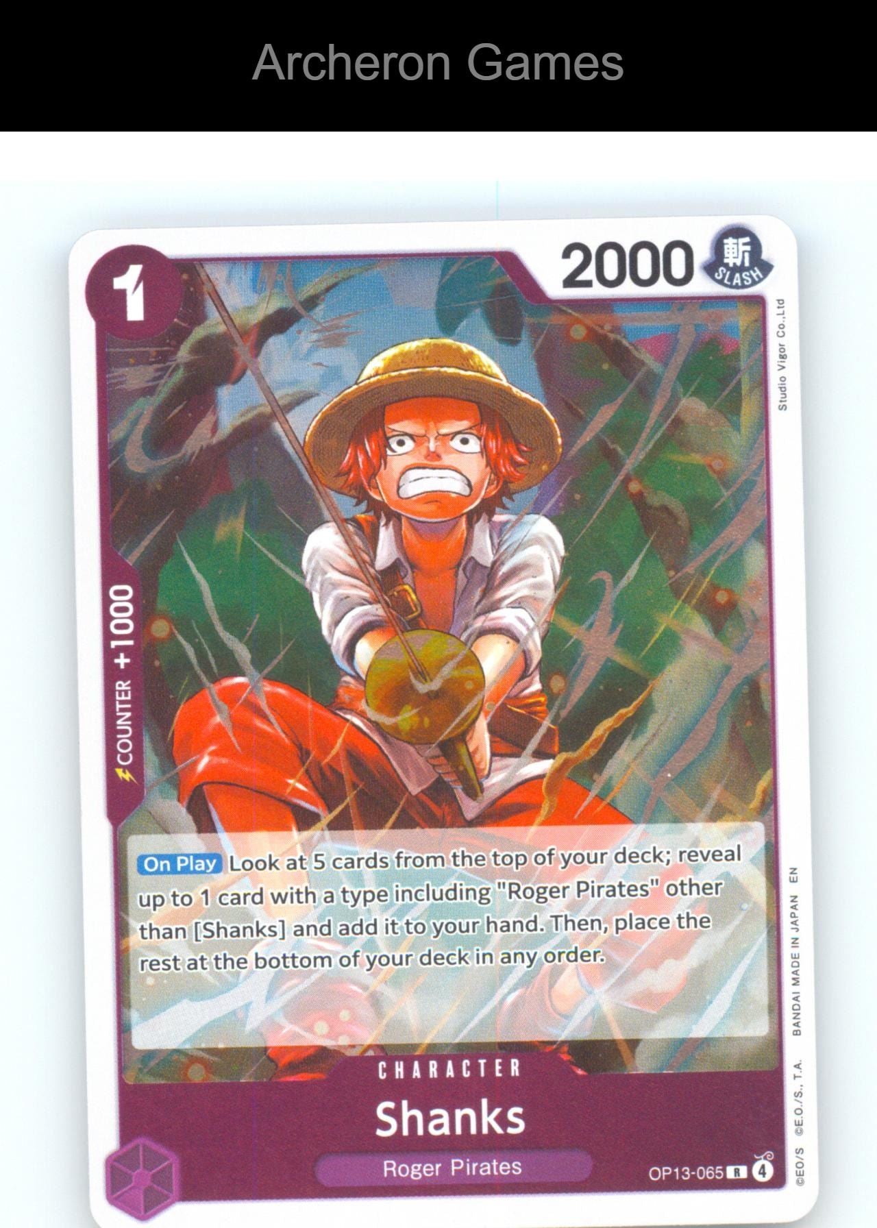 Shanks (065) OP13-065 R One Piece Card NM/EX+ Foil