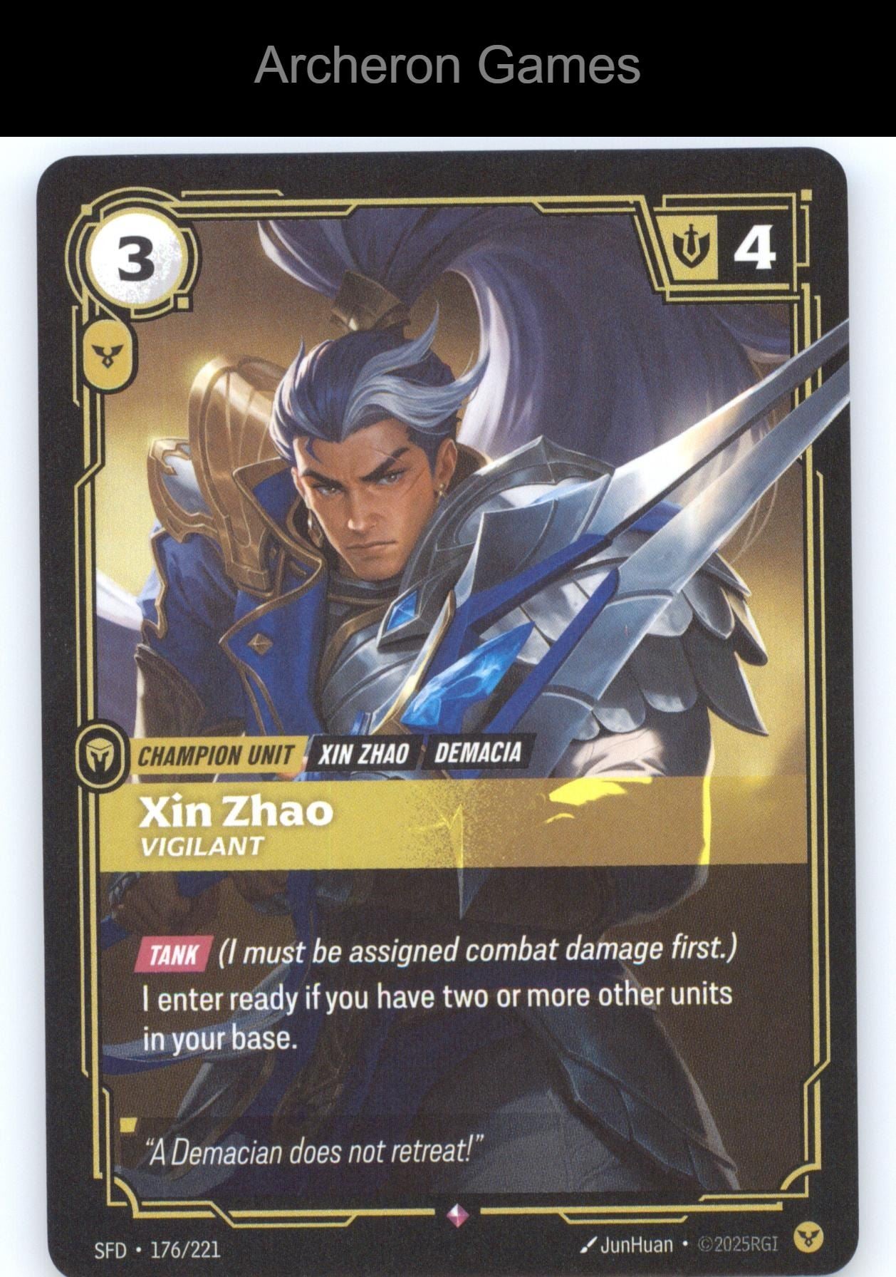 Xin Zhao - Vigilant SFD 176/221 R  Card Spiritforged