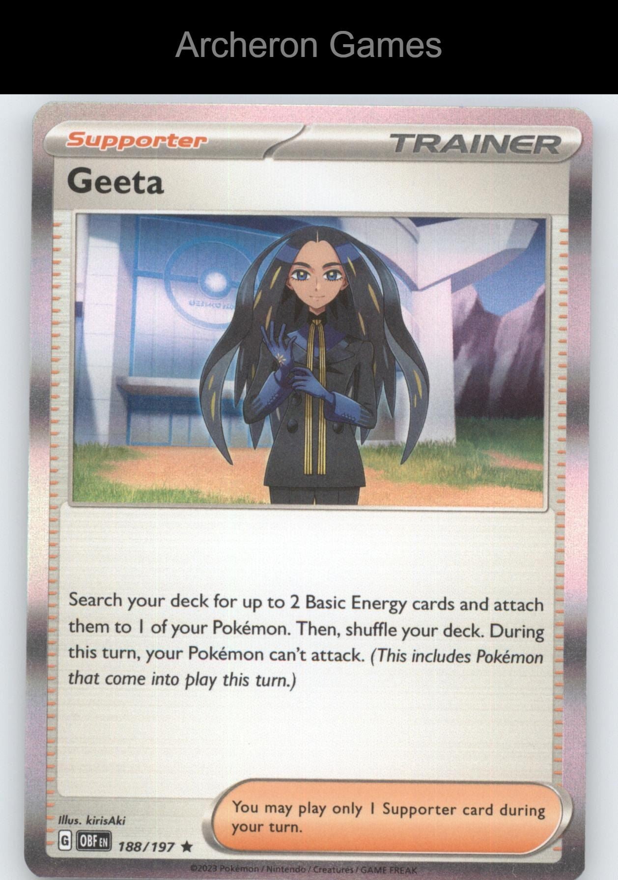 Pokemon Card Geeta OBF 188/197 R Obsidian Flames Holo