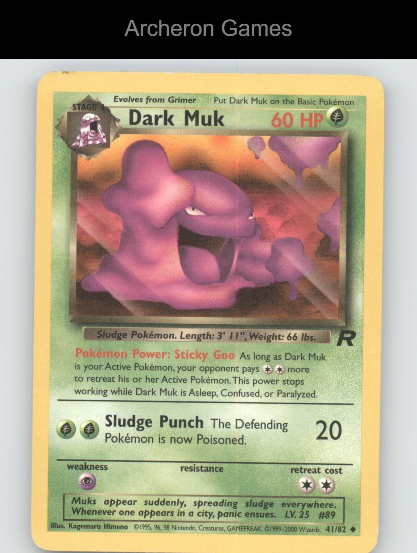 Pokemon Card Dark Muk TR 41/82 UC Team Rocket Unlimited