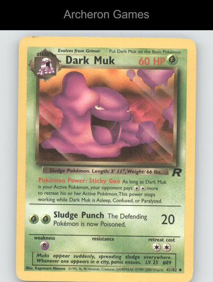 Pokemon Card Dark Muk TR 41/82 UC Team Rocket Unlimited