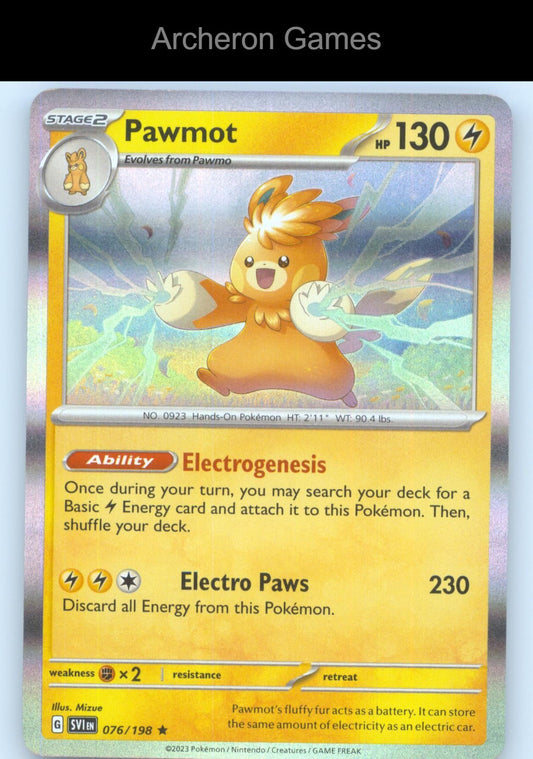 Pokemon Card Pawmot SVI 076/198 R Scarlet & Violet Holo