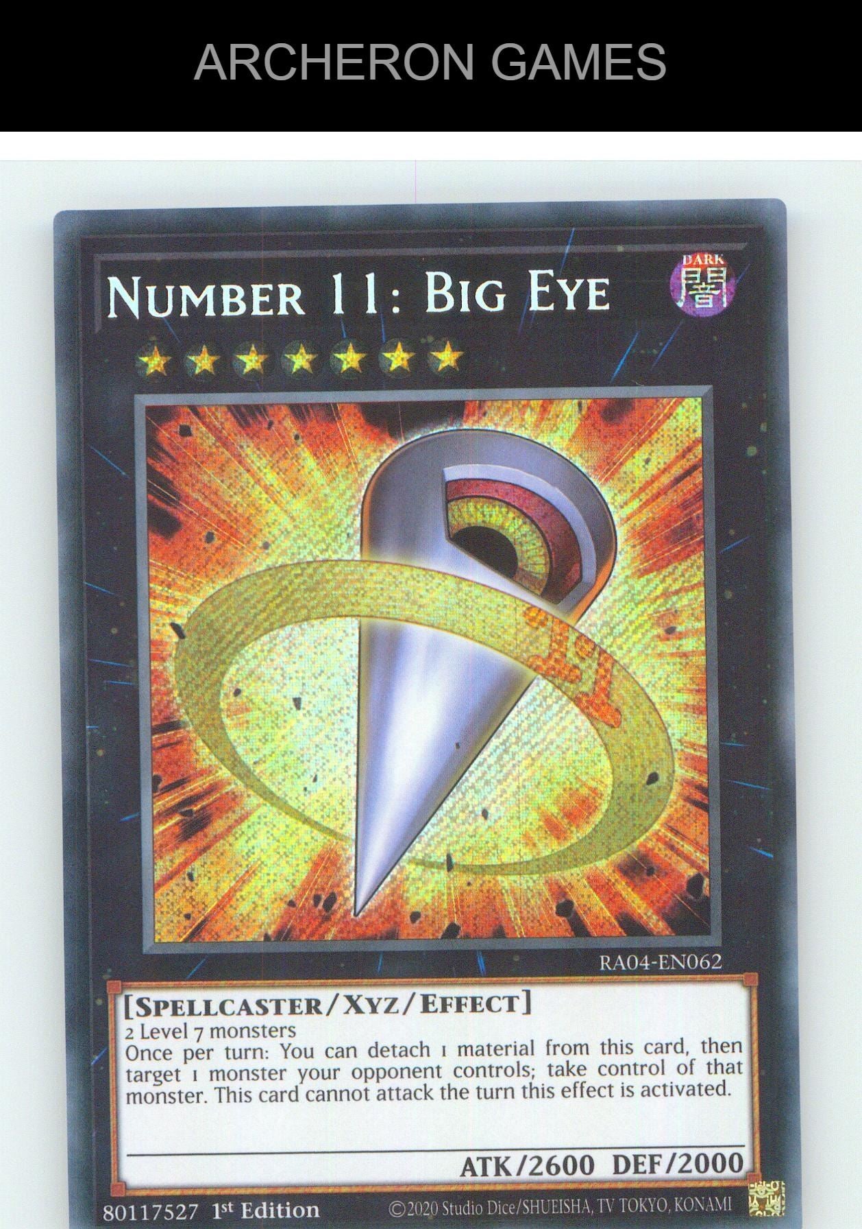 Number 11: Big Eye (Secret Rare) SEC YUGIOH Card 1st Edition