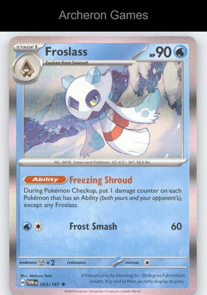 Pokemon Card Froslass TWM 053/167 R Twilight Masquerade Holo