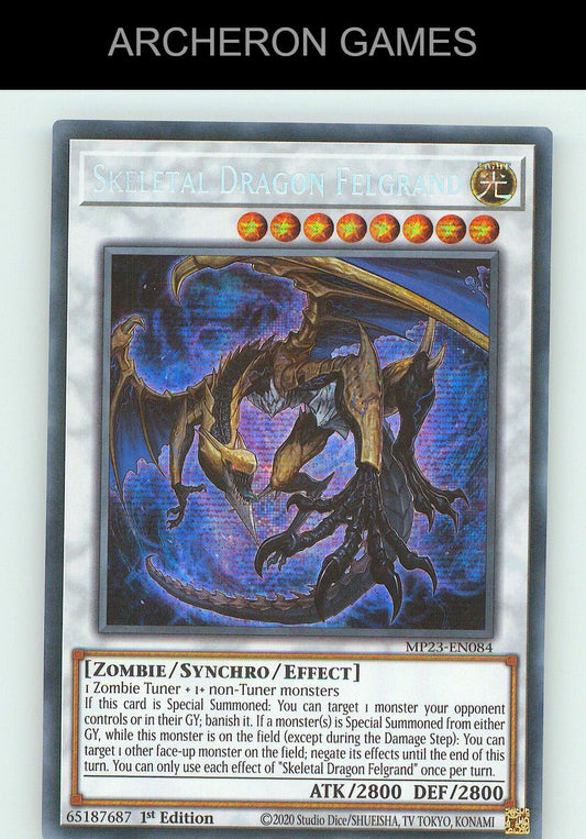 Skeletal Dragon Felgrand SEC YUGIOH Card
