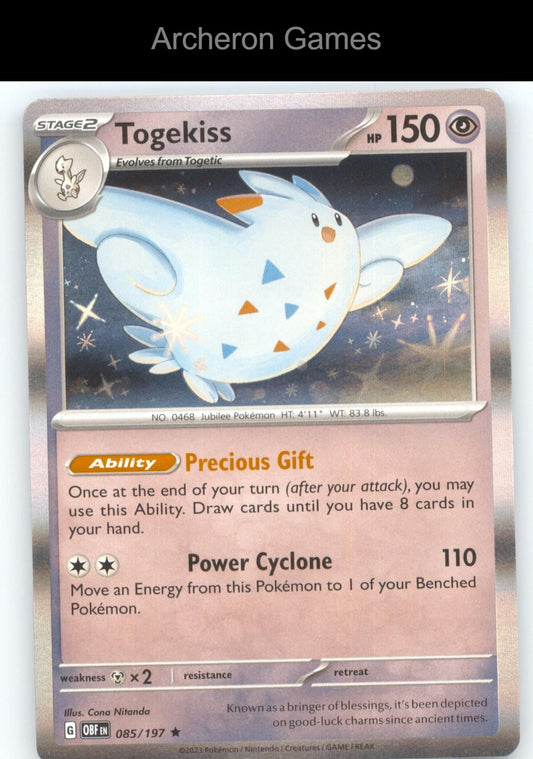 Pokemon Card Togekiss OBF 085/197 R Obsidian Flames Holo