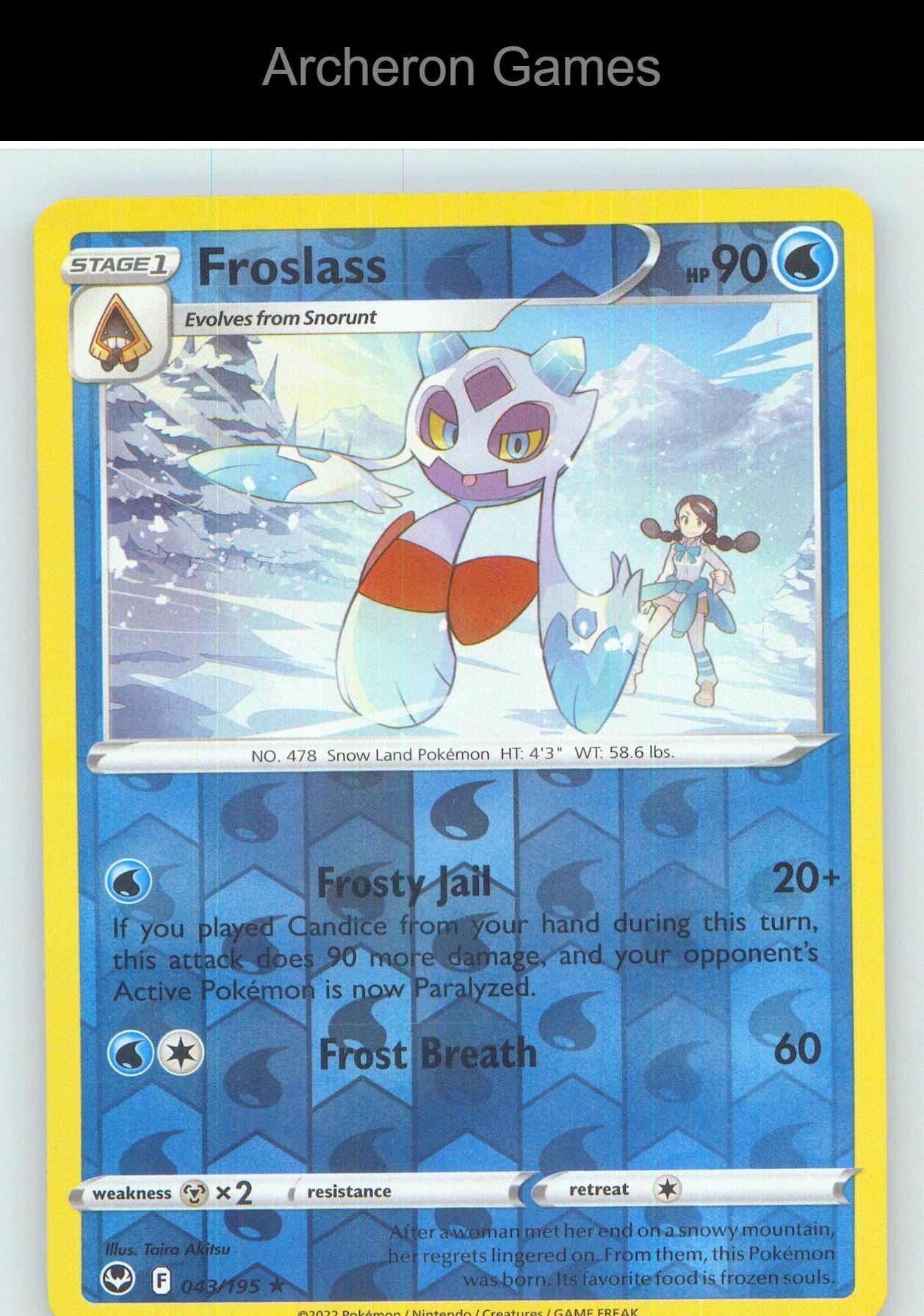 Pokemon Card Froslass SIT 043/195 R Silver Tempest Reverse Holo