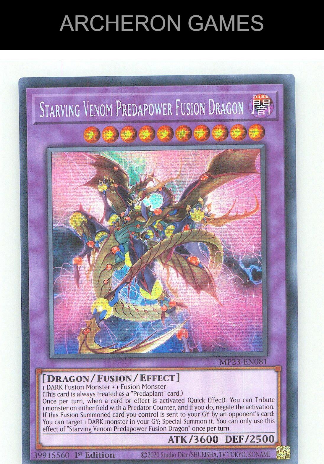 Starving Venom Predapower Fusion Dragon YUGIOH Card 1st Edition