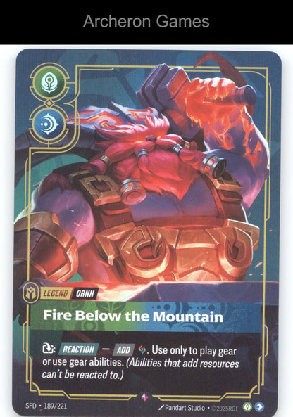 Ornn - Fire Below the Mountain SFD 189/221 R  Card Spiritforged