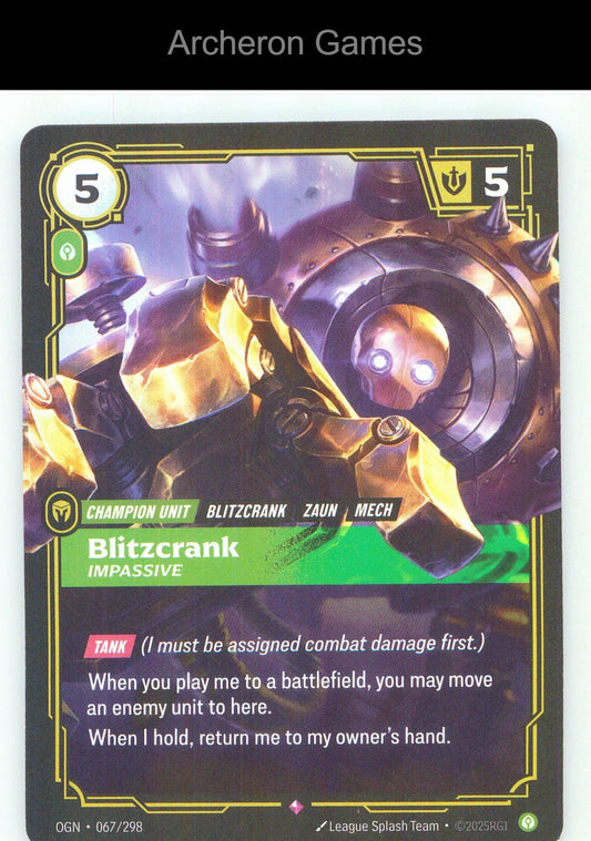Blitzcrank - Impassive OGN 067/298 R Origins Riftbound Card Foil