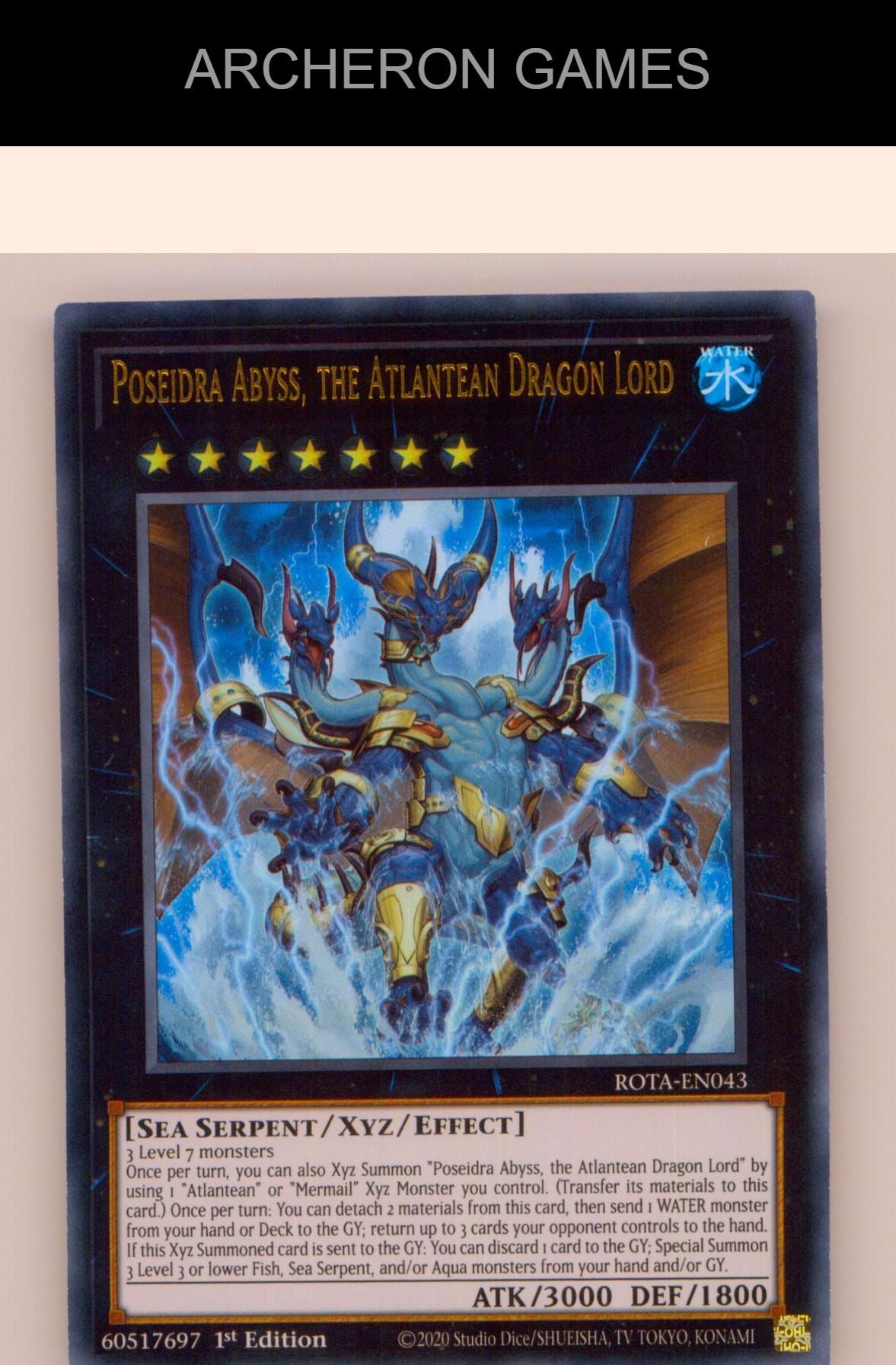Poseidra Abyss, the Atlantean Dragon Lord Ultra Rare YUGIOH Card 1st Edition
