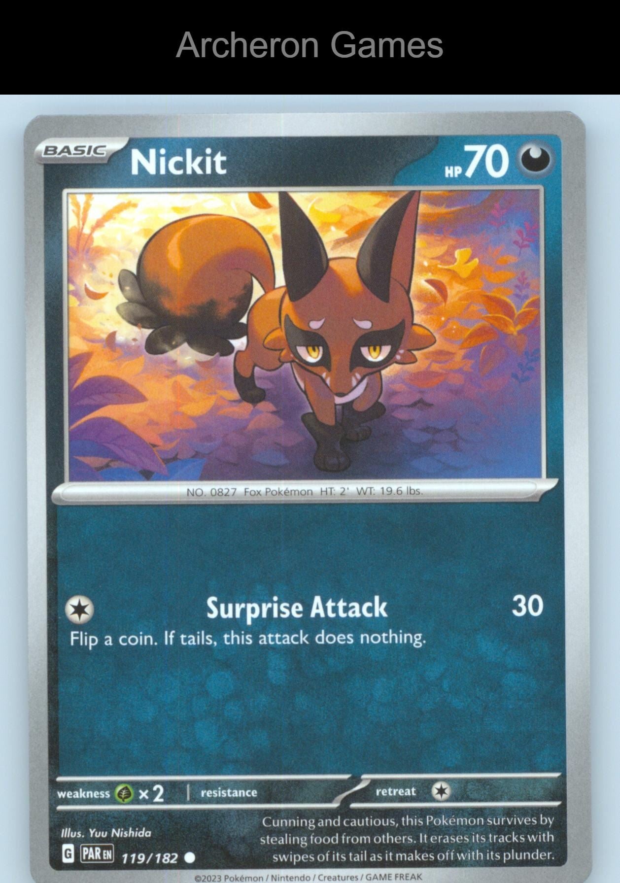 Pokemon Card Nickit PAR 119/182 C Paradox Rift