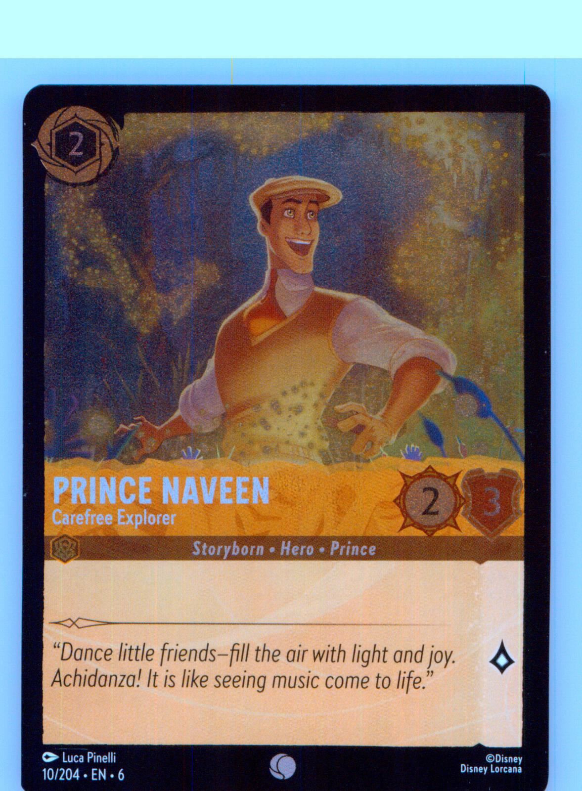 Prince Naveen - Carefree Explorer 10/204 Azurite Sea Lorcana Cold Foil NM/M