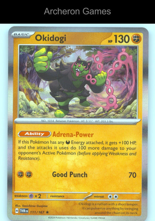 Pokemon Card Okidogi TWM 111/167 R Twilight Masquerade Holo