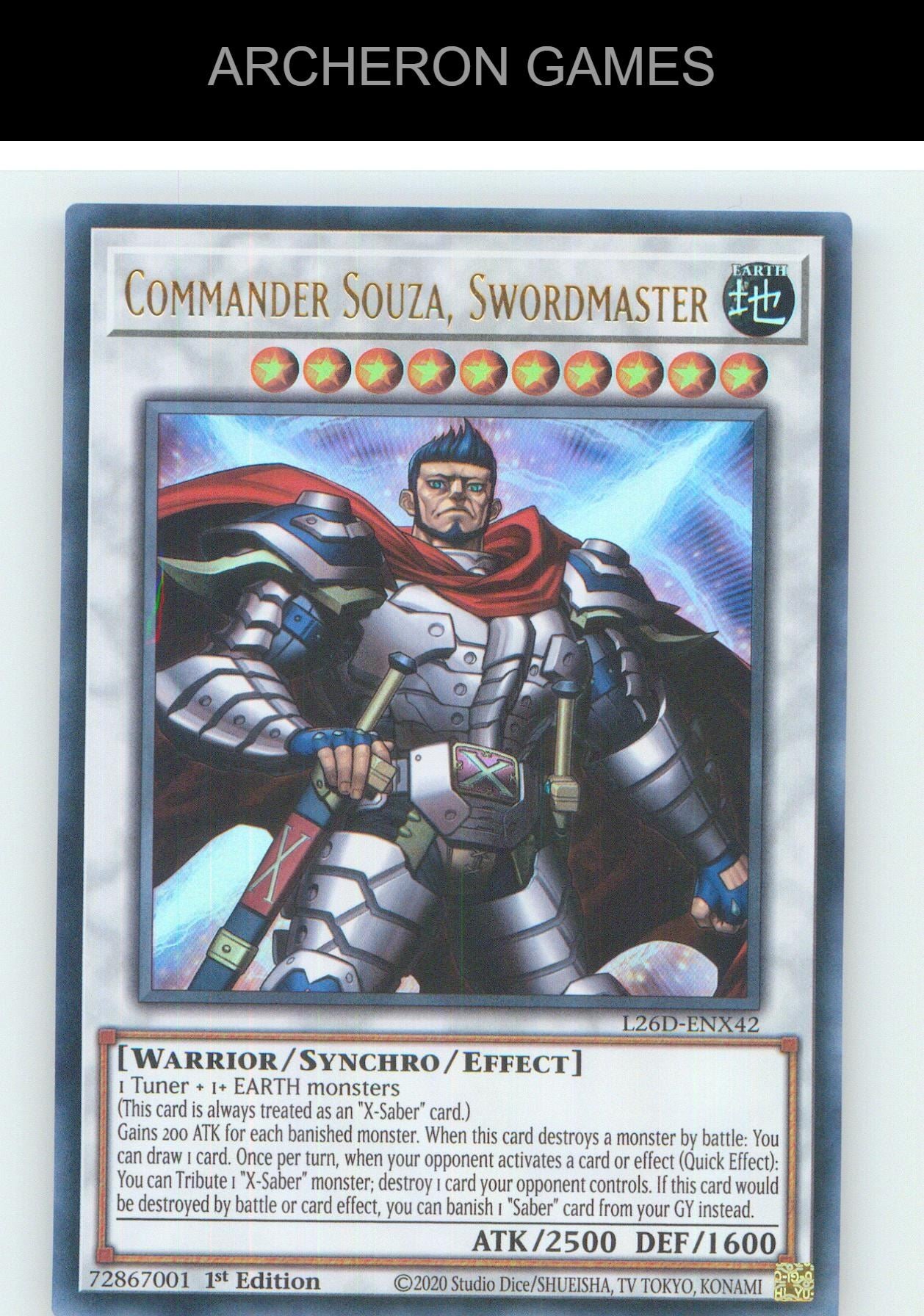 Commander Souza, Swordmaster (Starlight Rare) YUGIOH Card 1st Edition