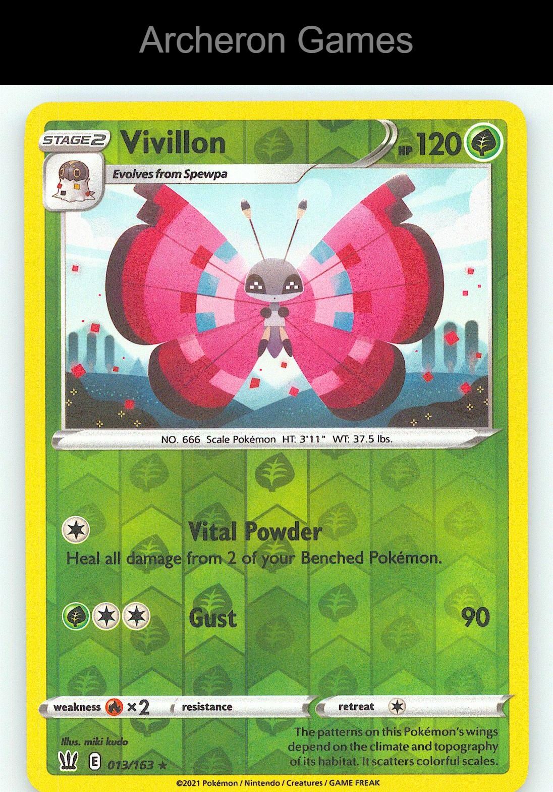Pokemon Card Vivillon BST 013/163 R Battle Styles Reverse Holo