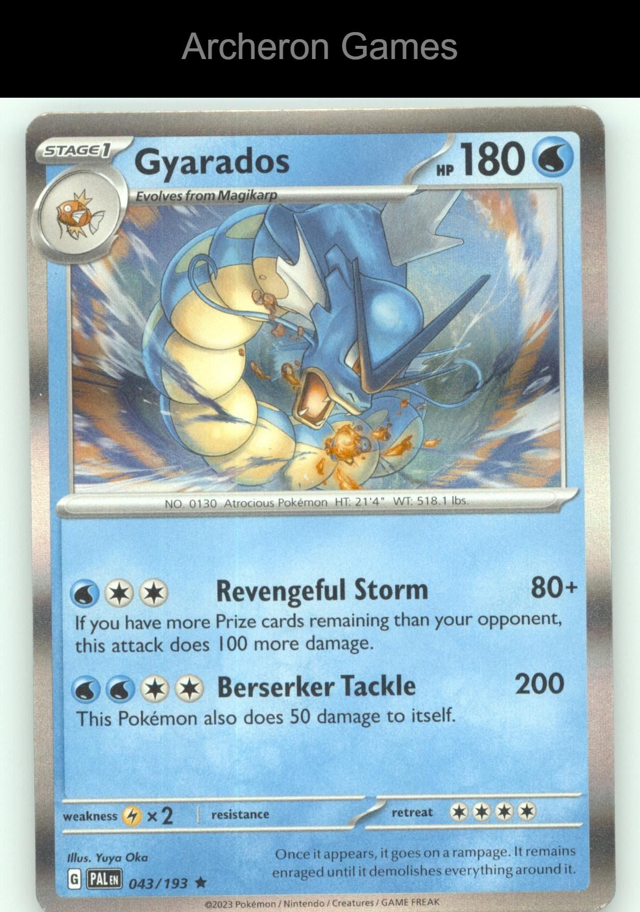 Pokemon Card Gyarados PAL 043/193 R Paldea Evolved Holo