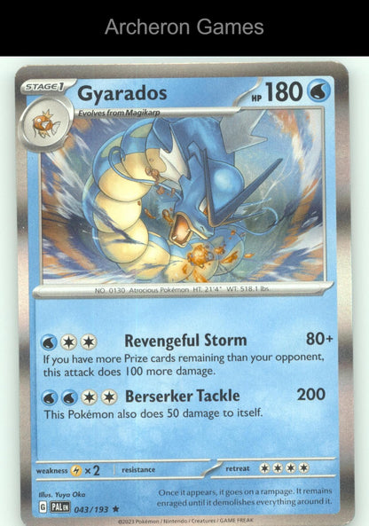 Pokemon Card Gyarados PAL 043/193 R Paldea Evolved Holo
