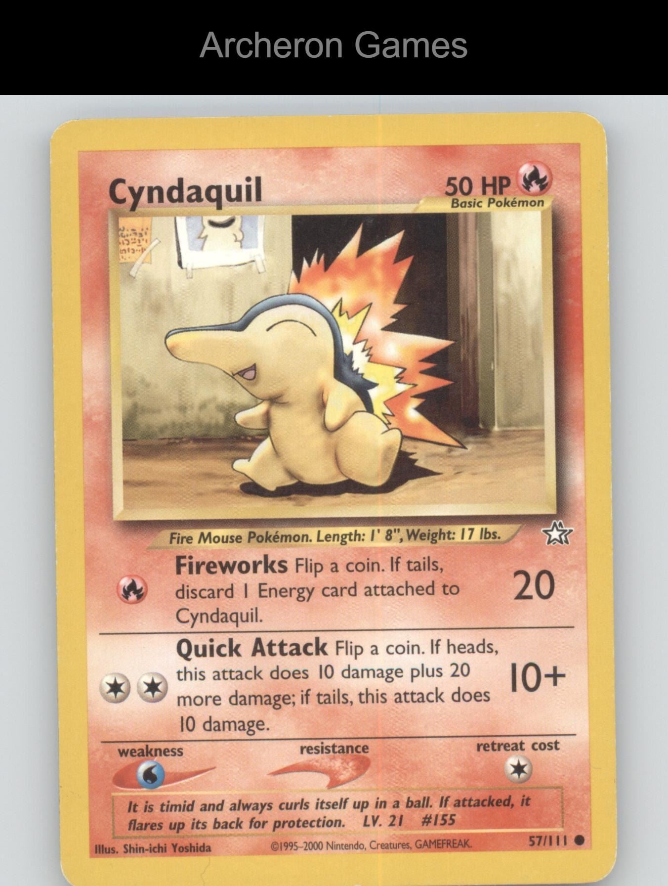 Pokemon Card Cyndaquil N1 57/111 C Neo Genesis Unlimited