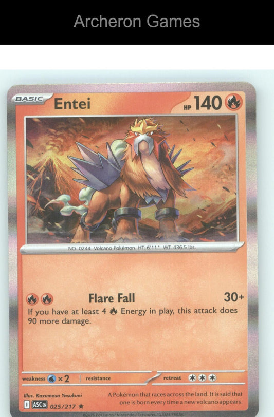 Pokemon Card Entei ASC 025/217 R Ascended Heroes Holo