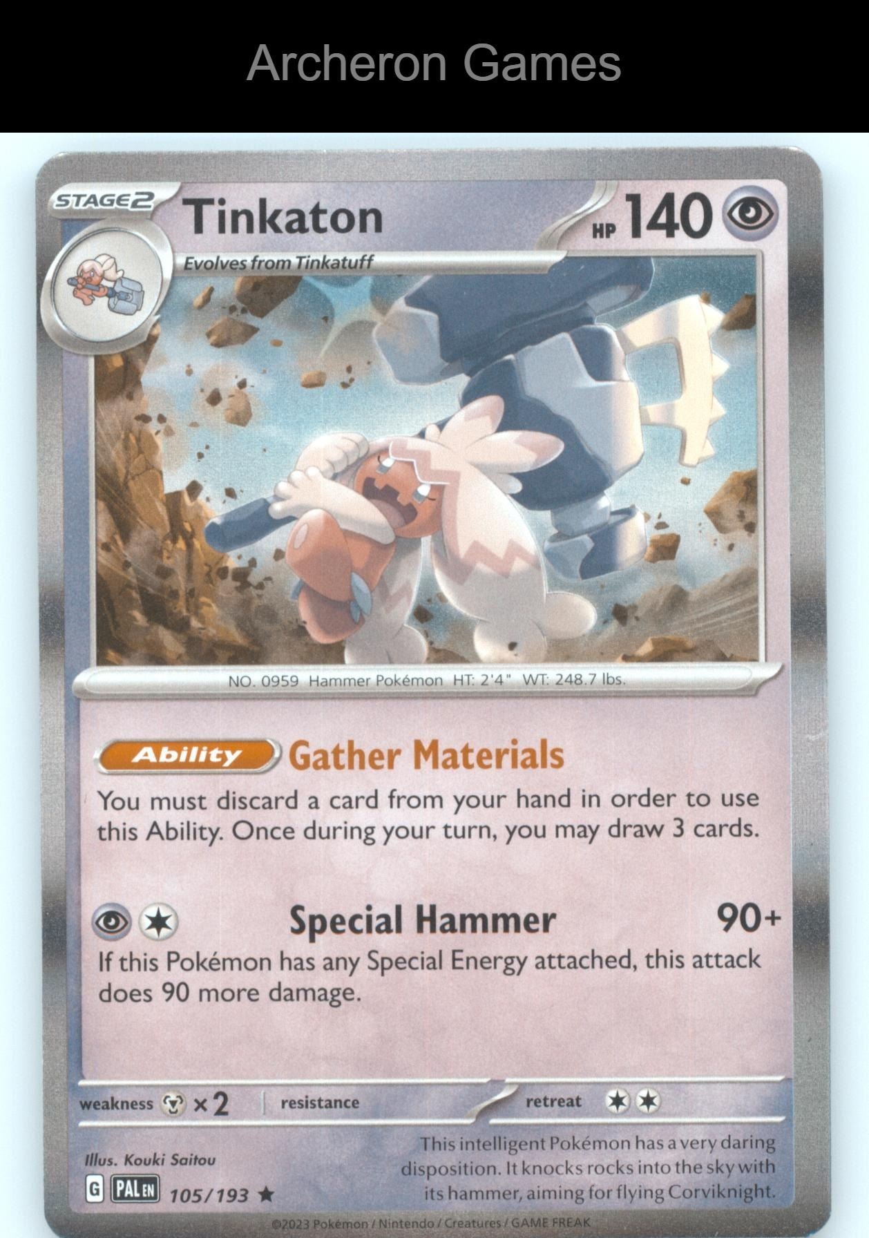 Pokemon Card Tinkaton (Holo) 105/193 R